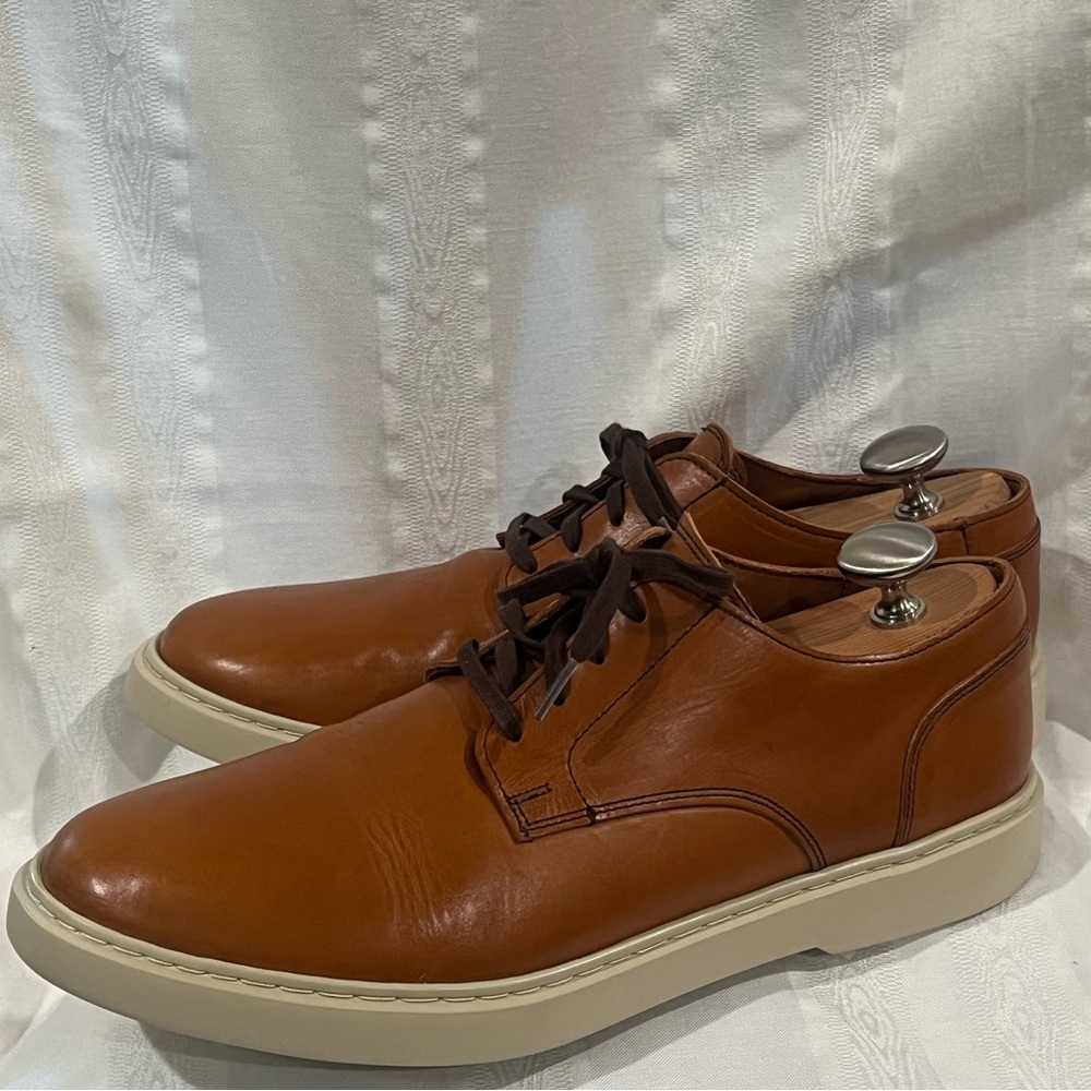 Allen Edmonds HENDERSON DERBY Leather LACEUP Dress Shoe IN COGNAC MEN SIZE 11D - Picture 4 of 12